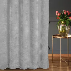 Zasłona szyta na taśmie 5 cm srebrna z tkaniny szenilowej z efektem melanżu