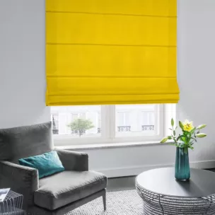 Roleta rzymska ENYA żółta z miękkiej półmatowej tkaniny welwetowej
