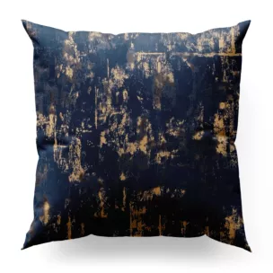 Poszewka szyta granatowo złocista z tkaniny welwetowej zdobionej połyskującym drukiem