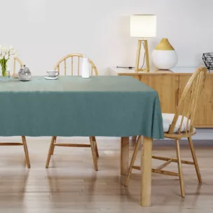 Obrus szyty turkusowy tkanina zaciemniająca, strukturalna typu dimout