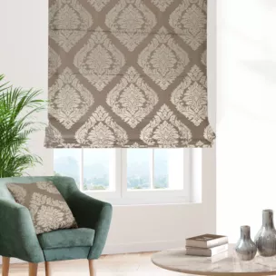 Roleta rzymska beżowa miękka z dodatkiem bawełny z wzorem ornamentowym