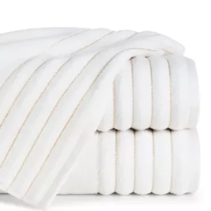 Ręcznik kąpielowy 50x90 cm kolor kremowy zdobiony prążkami z błyszczącej nici 500 g/m2 LUNARI