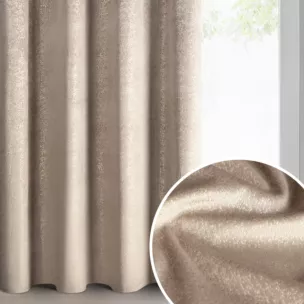 Zasłona brązowo, złota z welwetu zdobiona błyszczącym nadrukiem 135x250 cm złote przelotki - BETHY