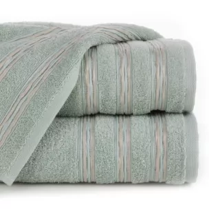 Ręcznik kąpielowy 50x90 cm bawełniany kolor miętowy z ozdobną żakardową bordiurą z marszczeniem 480 g/m2 JONAS