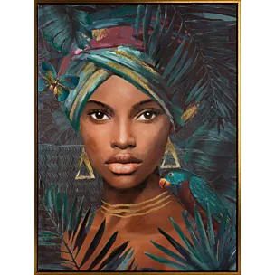 Obraz BELLE 1 portret kobiety ręcznie malowany na płótnie w złotej ramce