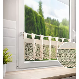 Zazdrostka jasnobeżowa z bawełny zdobiona ażurowym wzorem 150x35 cm szelki  MADDELINE