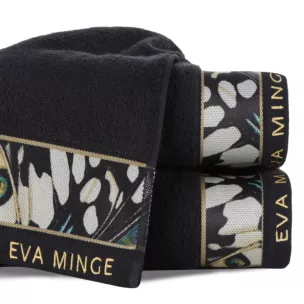 Ręcznik do rąk 30x50 cm bawełniany kolor czarny z designerską bordiurą 500 g/m2 EVA 15 Eva Minge