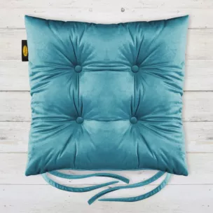 Poduszka na krzesło dwustronna 40 x 40 x 8 cm welwetowa ciemnoturkusowa