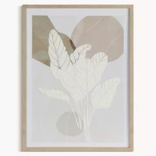 Obraz abstrakcja biało, beżowy malowany na płótnie z wyraźną strukturą w stylu boho oprawiony w ramę 45x60 cm