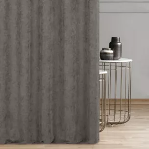 Zasłona szyta na taśmie 5 cm ciemnobrązowa miękka, szenilowa tkanina o wyraźnym splocie i delikatnym połysku