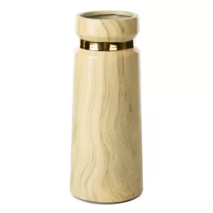 Wazon ceramiczny ALIZA o nowoczesnym kształcie i marmurowej strukturze ze złotą obręczą