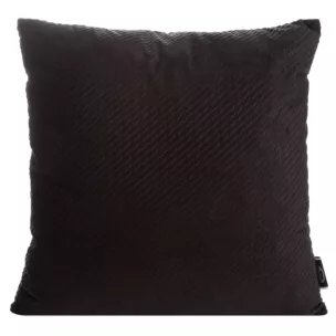 Poszewka na poduszkę 40x40 cm welwetowa czarna z drobnym wytłaczanym wzorkiem ELIZA