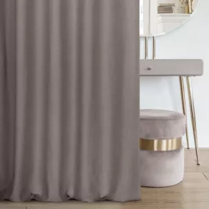 Zasłona szyta na taśmie 5 cm popielata o naturalnym, gęstym splocie w stylu eko