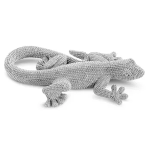 Figurka srebrna jaszczurka o drobnym strukturalnym wzorze 19x10x4 cm ELDO