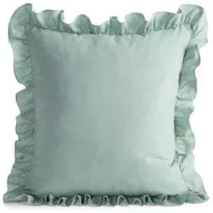 Poszewka na poduszkę 45x45 cm bawełniana z ozdobną falbanką szałwiowa