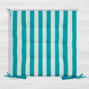 Poduszka na krzesło 40 x 40 x 5 cm wodoodporna niebiesko, biała zdobiony subtelnymi pasami  GARDEN