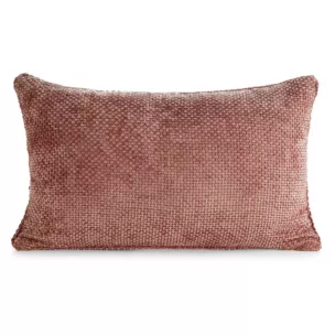 Poszewka na poduszkę 30x50 cm szenilowa z ozdobnym splotem pudrowa SZENIL 6