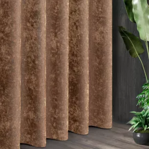 Tkanina zasłonowa, miękka szenilowa, zaciemniająca, z drobnym strukturalnym wzorkiem i efektem przecierki z kolekcji Pierre Cardin