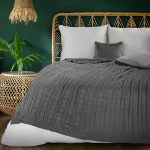 EUROFIRANY PREMIUM Koc AKRYL 2 miękki pled z dzianiny z warkoczami