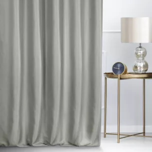 Zasłona szyta na taśmie 5 cm LUXOR stalowa z eleganckiej lśniącej tkaniny o drobnym splocie