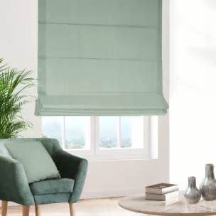 Roleta rzymska miętowa z tkaniny strukturalnej z delikatnym połyskiem