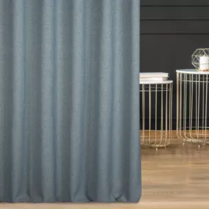 Zasłona szyta na taśmie 5 cm błękitna z tkaniny w stylu eko i efektem melanżu