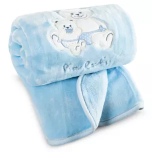 Koc dziecięcy 80x110 cm niebieski z uroczą aplikacją BABY 3 Pierre Cardin