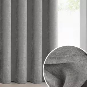 Zasłona szara z szenilowej tkaniny 140x270cm taśma - VANI