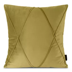 Poszewka na poduszkę 45x45 cm welwetowa kolor musztardowy z geometrycznym przeszywanym wzorem NALA 1 Eurofirany Premium