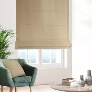Roleta rzymska ciemnobeżowa z jednokolorowej gładkiej tkaniny