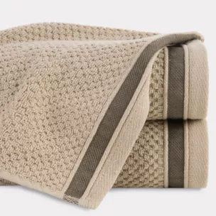 Ręcznik do rąk 30x50 cm bawełniany kolor beżowy w pasy 500 g/m2 MADLEN