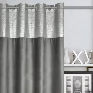 Zasłona stalowa z dekoracyjnym pasem, welwetowa 140x250 cm przelotka PERI