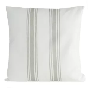 Poszewka na poduszkę 50x50 cm bawełniana z dodatkiem lnu zdobiona subtelnym nadrukiem pasów kremowo, popielata LEN