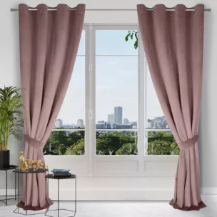 Zasłona pudrowo różowa z matowego welwetu z upinaczem 140x270 cm przelotka CARMEN