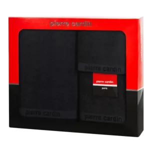 Zestaw ręczników bawełnianych na prezent 3 szt kolor czarny 430 g/m2 EVI Pierre Cardin