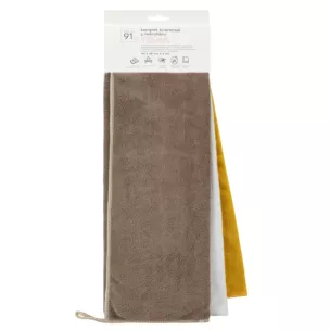 Komplet ściereczek 3 szt 40x40 cm z mikrofibry kolor brązowy,biały 300g/m2 TIANA Design 91