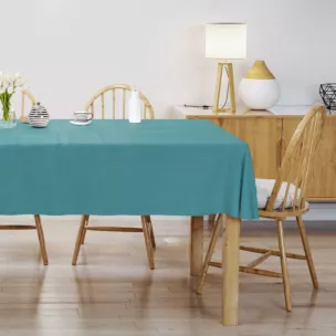 Obrus szyty ENYA turkusowy z miękkiej półmatowej tkaniny welwetowej