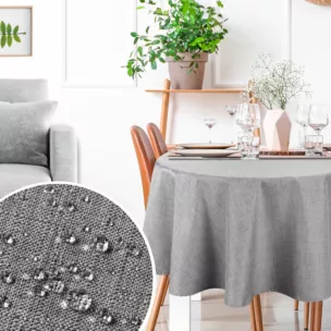 Okrągły obrus na stół średnica 150 cm srebrny wodoodporny - KATE