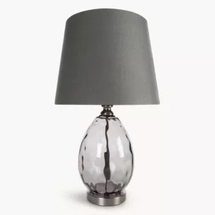 Lampa stołowa nocna grafitowa MAYA z podstawą z dymionego szkła