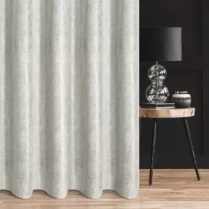 Zasłona szyta na taśmie 5 cm naturalno srebrna tkanina o naturalnym splocie z delikatnym połyskiem