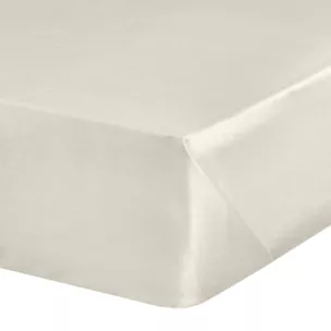 Prześcieradło gładkie bez gumki 220x210 cm z satyny bawełnianej kolor kremowy 125 g/m2 NOVA