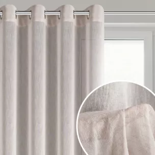 Zasłona w stylu eko różowa z efektem deszczyku 140x250 cm przelotki - ANGELICA