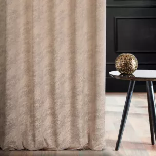 Zasłona szyta na taśmie 5 cm kremowa z welwetowej tkaniny w drobny melanż
