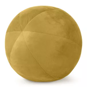 Poduszka dekoracyjna w formie kuli średnica 24 cm welwetowa musztardowa GAJA