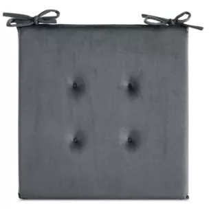 Poduszka na krzesło 40 x 40 x 3 cm  welwetowa stalowa z ozdobnym pikowaniem i praktycznymi troczkami GAJA