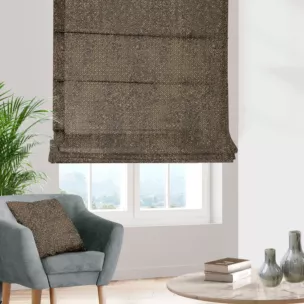 Roleta rzymska grafitowo złocista z połyskującej tkaniny z geometrycznym, drobnym wzorem Pierre Cardin