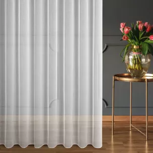 Firana szyta na taśmie fala biała z delikatnej tkaniny typu batyst