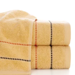 Ręcznik kąpielowy 50x90 cm bawełniany kolor jasnopomarańczowy z kontrastującymi paseczkami 500 g/m2 SUZI