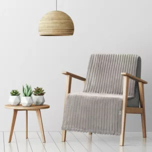 Narzuta na fotel - koc 70x160 cm beżowa z wytłaczanym wzorem i efektem 3D SOFT Design 91