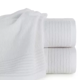 Ręcznik do rąk 30x50 cm bawełniany kolor biały zdobiony błyszczącą bordiurą 500 g/m2 LARI